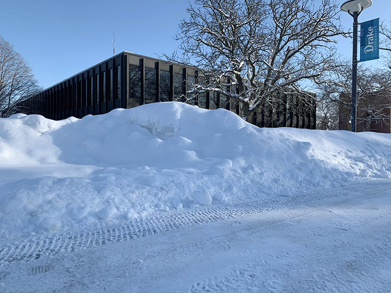 Meredith Hall in the snow